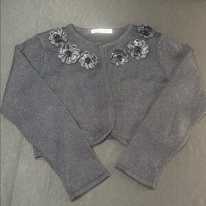 American Princess Black Floral Embellished Cardigan